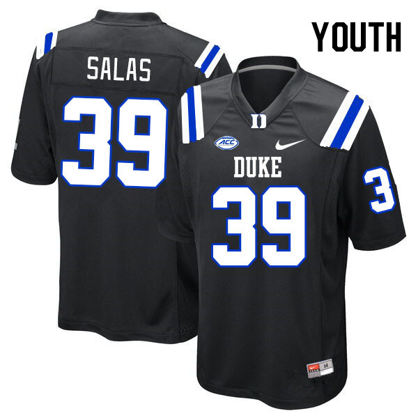 Youth #39 Cosme Salas Duke Blue Devils College Football Jerseys Stitched-Black